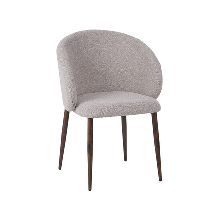 LABEL51 - Eetkamerstoel Yuki 59x55x77 cm - Naturel Royal Boucle | Walnoot Houtlook Metaal