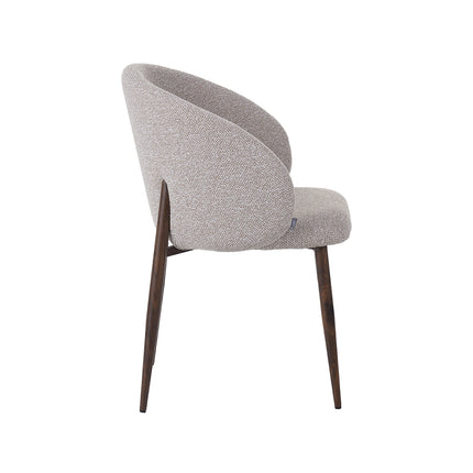 LABEL51 - Eetkamerstoel Yuki 59x55x77 cm - Naturel Royal Boucle | Walnoot Houtlook Metaal