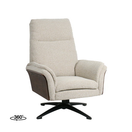 LABEL51 - Relaxfauteuil Zenza + Hocker 76x91x109 cm - Naturel Royal Boucle | Walnoot Eiken
