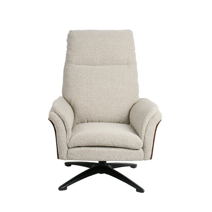 LABEL51 - Relaxfauteuil Zenza + Hocker 76x91x109 cm - Naturel Royal Boucle | Walnoot Eiken
