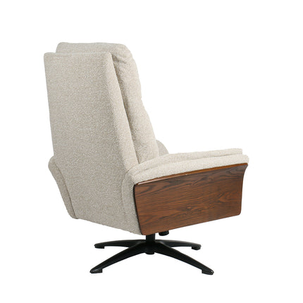LABEL51 - Relaxfauteuil Zenza + Hocker 76x91x109 cm - Naturel Royal Boucle | Walnoot Eiken