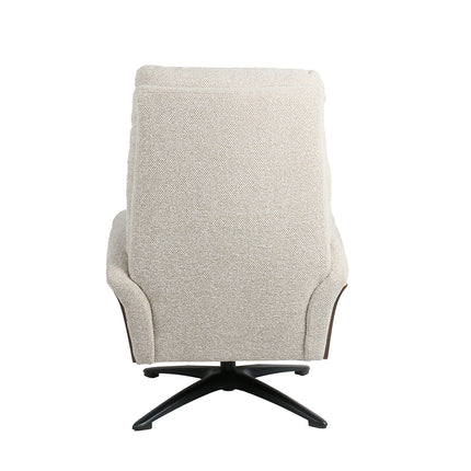 LABEL51 - Relaxfauteuil Zenza + Hocker 76x91x109 cm - Naturel Royal Boucle | Walnoot Eiken
