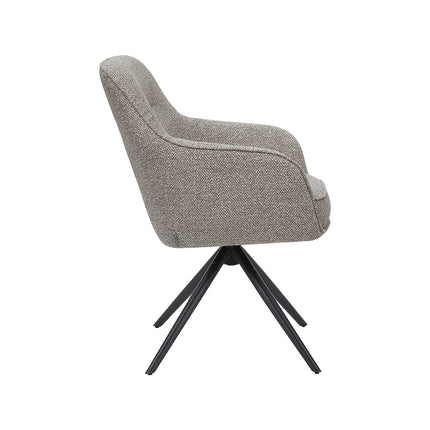 LABEL51 Eetkamerstoel Akira - Mushroom - Royal Boucle - Zwart Metalen Frame