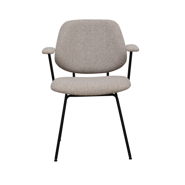 LABEL51 - Eetkamerstoel Loreto 59x59x82 cm - Naturel Royal Boucle | Zwart Metaal