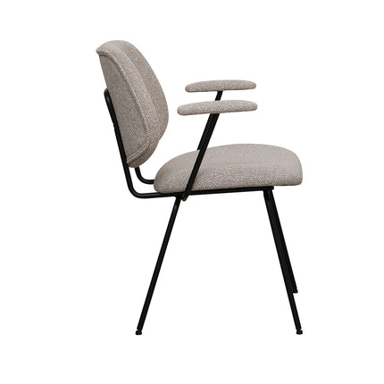 LABEL51 - Eetkamerstoel Loreto 59x59x82 cm - Naturel Royal Boucle | Zwart Metaal