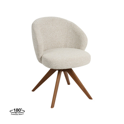 LABEL51 Eetkamerstoel Sabi - Naturel - Royal Boucle - Walnoot Houten Frame