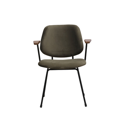 LABEL51 Eetkamerstoel Gastron - Hunter - Fluweel - Zwart Metalen Frame