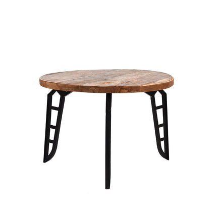 LABEL51 - Salontafel Flintstone 60x60x42 cm - Rough Mangohout | Zwart Metaal
