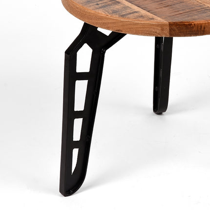 LABEL51 - Salontafel Flintstone 60x60x42 cm - Rough Mangohout | Zwart Metaal