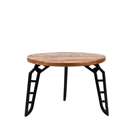 LABEL51 - Salontafel Flintstone 60x60x42 cm - Rough Mangohout | Zwart Metaal