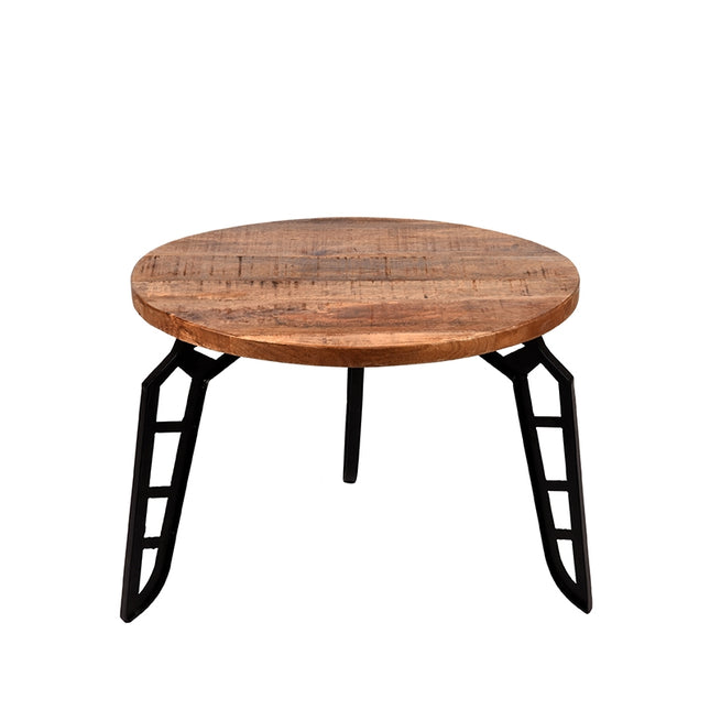 LABEL51 - Salontafel Flintstone 60x60x42 cm - Rough Mangohout | Zwart Metaal