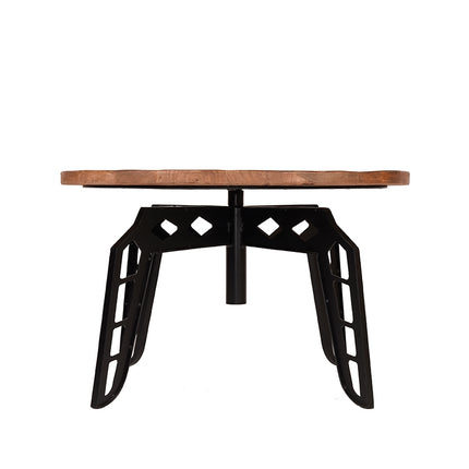 LABEL51 - Salontafel Pebble 80x80x49 cm - Rough Mangohout | Zwart Metaal