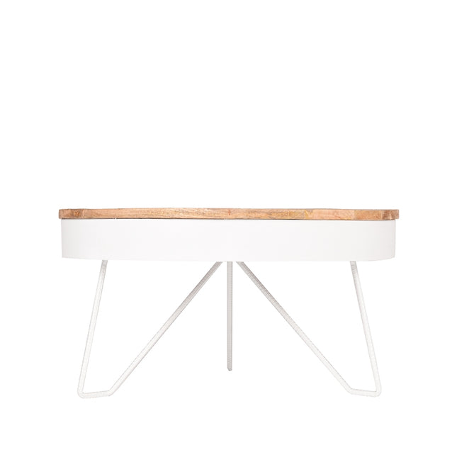 LABEL51 - Salontafel Saran 80x80x43 cm - Wit Metaal l Mangohout