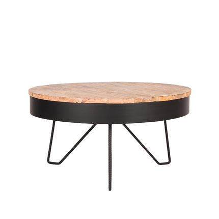 LABEL51 - Salontafel Saran 80x80x43 cm - Zwart Metaal l Mangohout