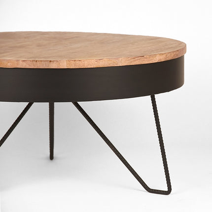 LABEL51 - Salontafel Saran 80x80x43 cm - Zwart Metaal l Mangohout
