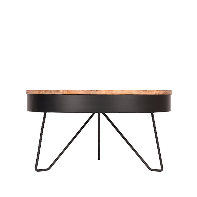 LABEL51 - Salontafel Saran 80x80x43 cm - Zwart Metaal l Mangohout