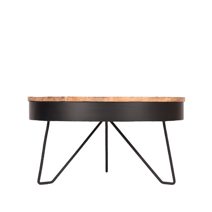 LABEL51 - Salontafel Saran 80x80x43 cm - Zwart Metaal l Mangohout