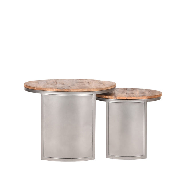 D-MAXX - Salontafel Set Bunch 60x60x45 cm - Rough Mangohout | Vintage Metaal