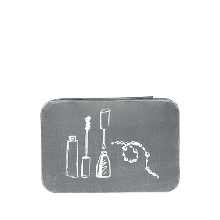 LABEL51 - Make-Up Opbergdoos 21x15x9 cm - Antiek Grijs Metaal