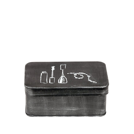 LABEL51 - Make-Up Opbergdoos 21x15x9 cm - Antiek Zwart Metaal