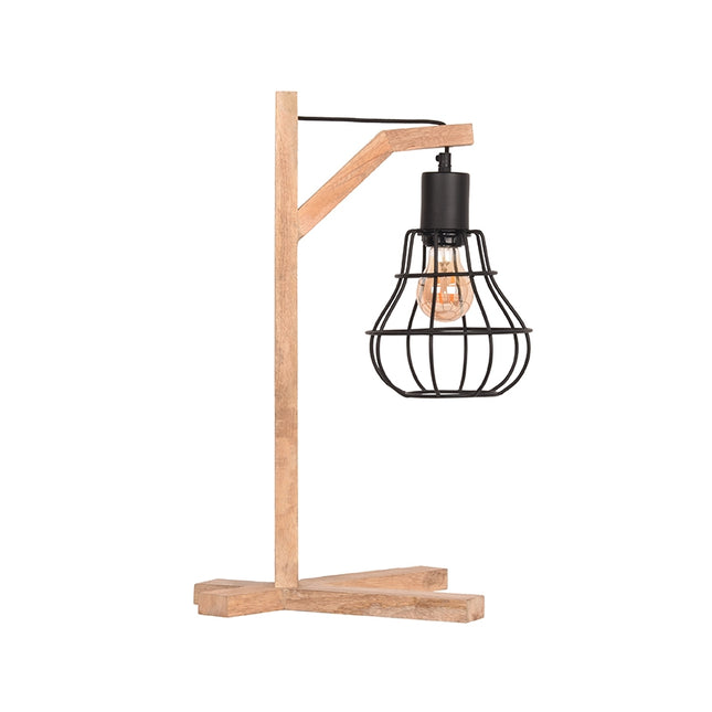 LABEL51 - Tafellamp Drop 29x34x53 cm - Zwart Metaal l Naturel Mangohout