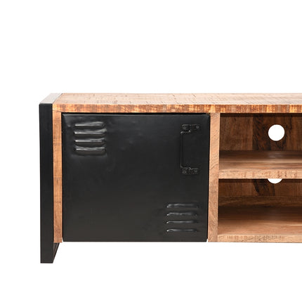 LABEL51 - Tv-Meubel Brussels 160x45x50 cm - Rough Mangohout | Zwart Metaal