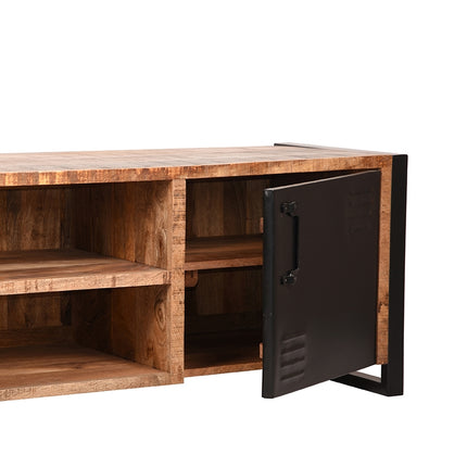 LABEL51 - Tv-Meubel Brussels 160x45x50 cm - Rough Mangohout | Zwart Metaal