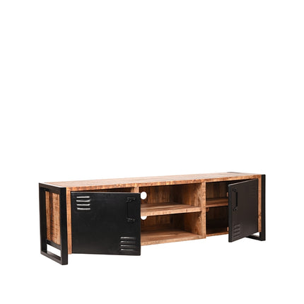 LABEL51 - Tv-Meubel Brussels 160x45x50 cm - Rough Mangohout | Zwart Metaal