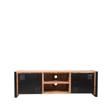 LABEL51 - Tv-Meubel Brussels 160x45x50 cm - Rough Mangohout | Zwart Metaal