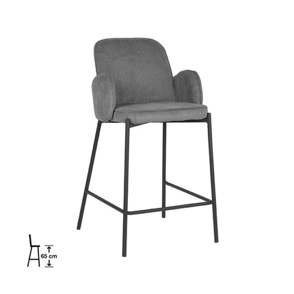 D-MAXX - Barkruk Jari 51x53x94 cm - Donkergrijs Ribcord | Zwart Metaal
