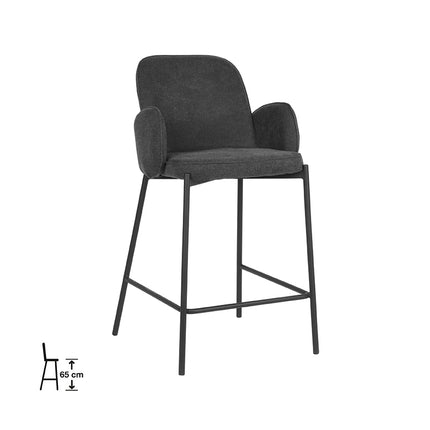 D-MAXX - Barkruk Jari 51x53x94 cm - Antraciet Weave | Zwart Metaal