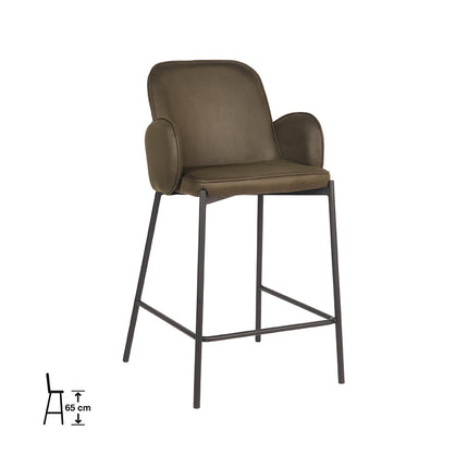 D-MAXX - Barkruk Jari 51x53x94 cm - Army Microvezel | Zwart Metaal