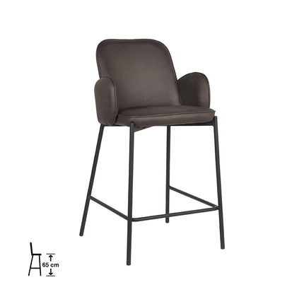 D-MAXX - Barkruk Jari 51x53x94 cm - Antraciet Microvezel | Zwart Metaal