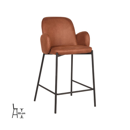D-MAXX - Barkruk Jari 51x53x94 cm - Cognac Microvezel | Zwart Metaal