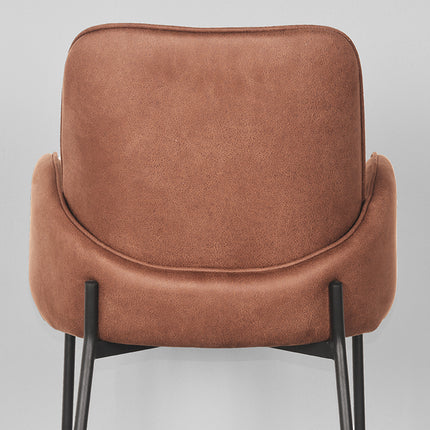 LABEL51 - Eetkamerstoel Jari 55x60x86 cm - Cognac Microvezel | Zwart Metaal