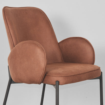 LABEL51 - Eetkamerstoel Jari 55x60x86 cm - Cognac Microvezel | Zwart Metaal