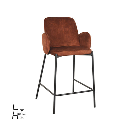 D-MAXX - Barkruk Jari 51x53x94 cm - Rust Velours | Zwart Metaal