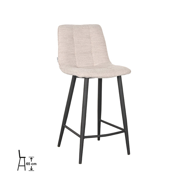 LABEL51 - Barkruk Jelt 42x46x92 cm - Naturel Boucle | Zwart Metaal