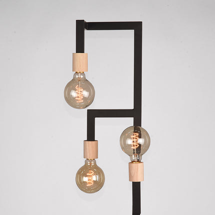 LABEL51 - Vloerlamp Loco 30x30x165 cm - Zwart Metaal l Naturel Rubberwood