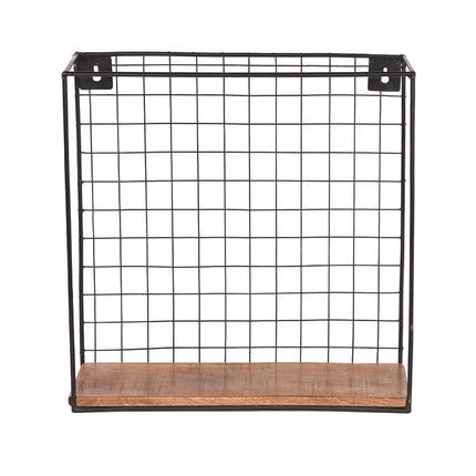 LABEL51 - Wandrek Firm 40x15x40 cm| XL - Rough Mangohout | Zwart Metaal