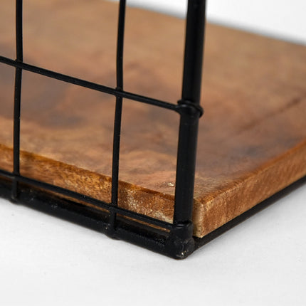 LABEL51 - Wandrek Firm 40x15x40 cm| XL - Rough Mangohout | Zwart Metaal