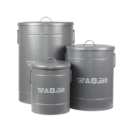 LABEL51 - Wasmand 32x32x43 cm | M - Antiek Grijs Metaal
